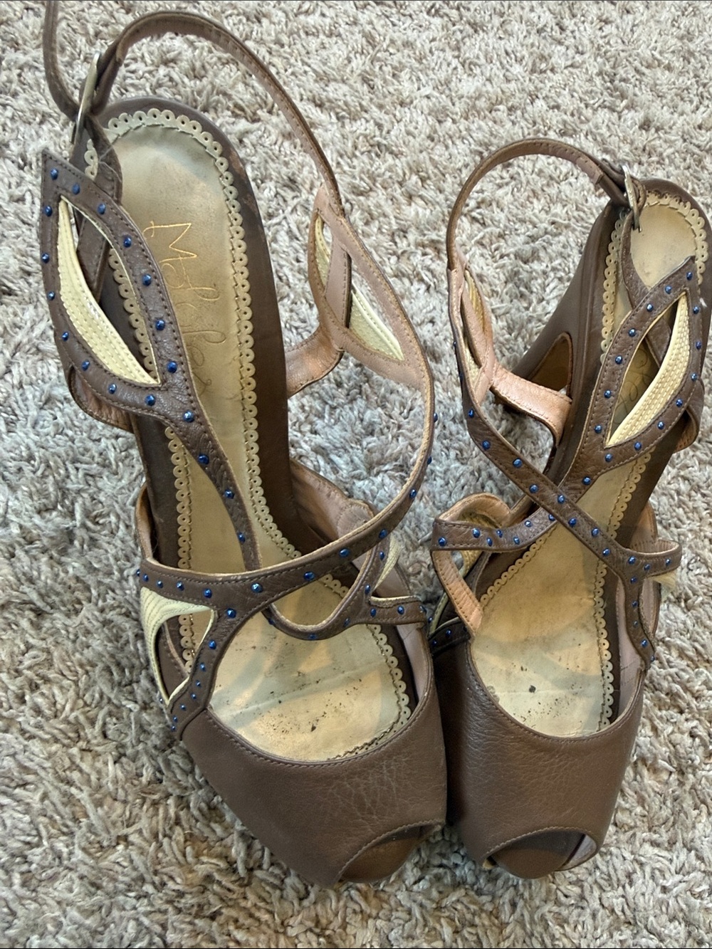 Vintage Maloles peep toe pumps